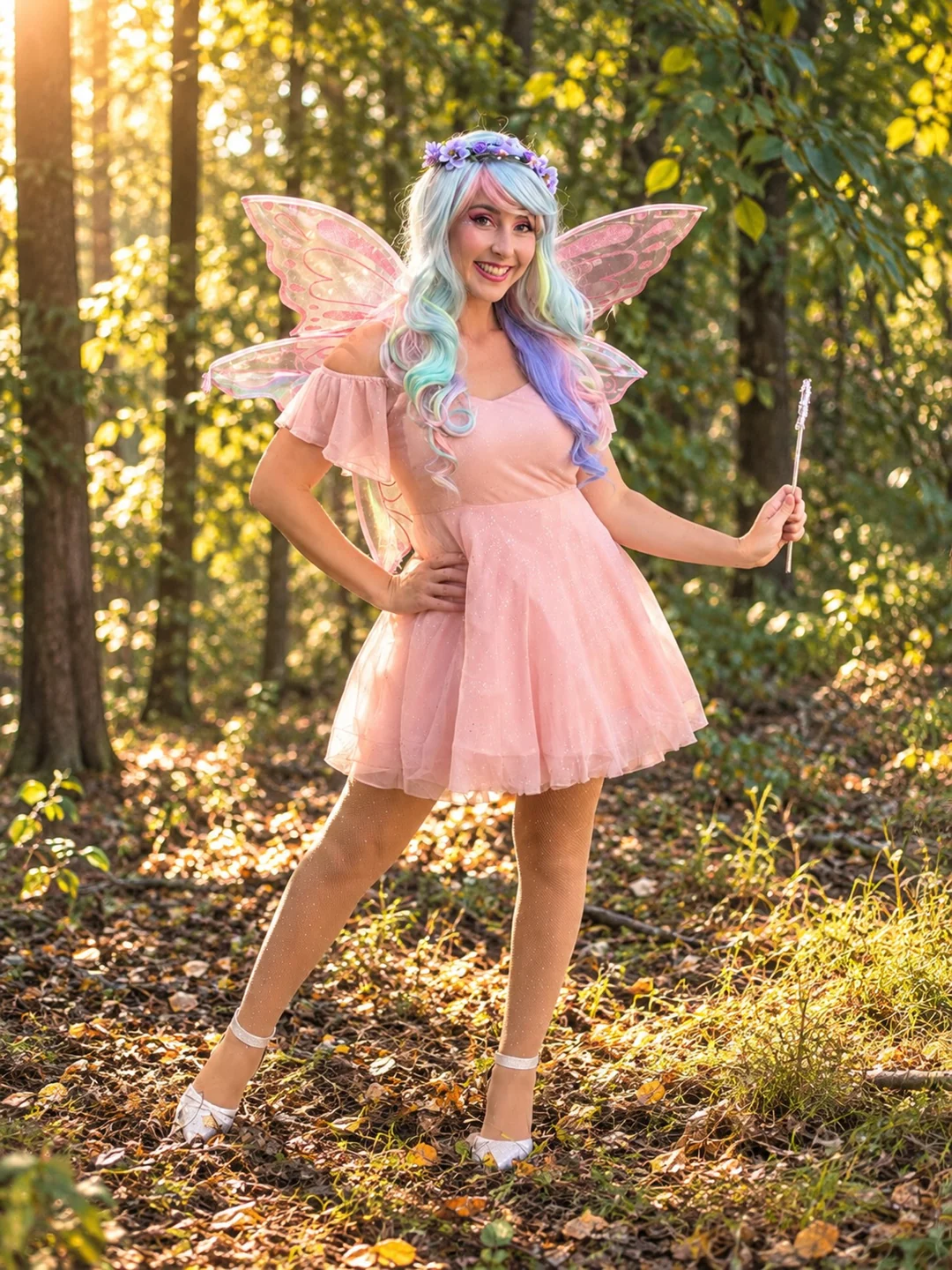 Prima Princess NJ Fairy Princess promotional portrait with pink wings and a wand.
