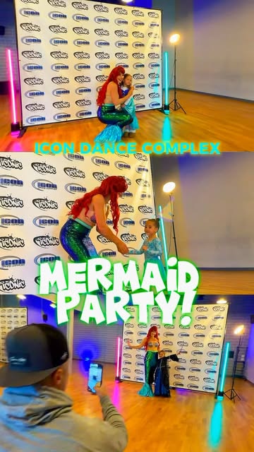 Official Mermaid Party cover with the mermaid performer and party guests at ICON.
