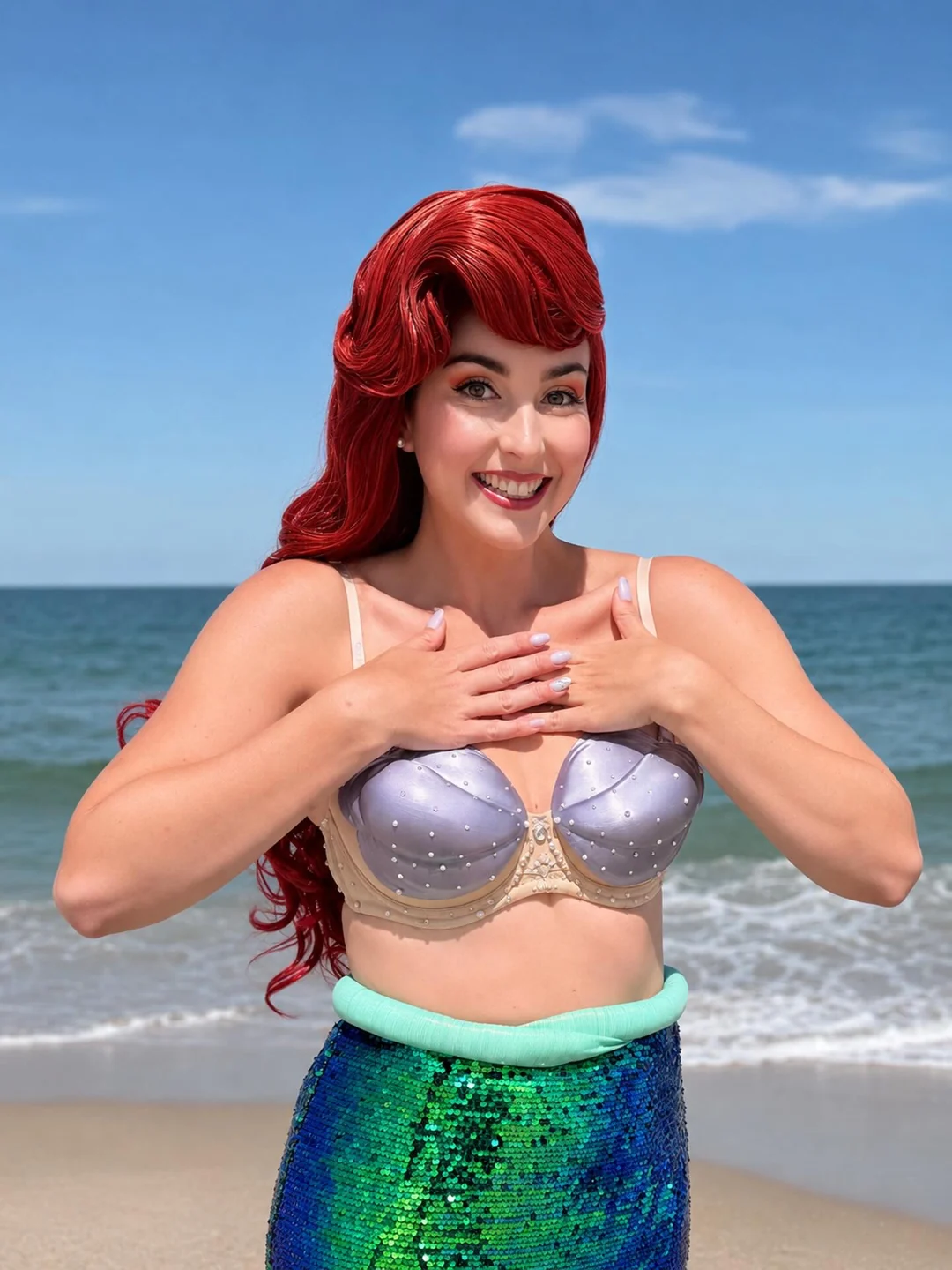 Prima Princess NJ Mermaid Princess promotional portrait by the sea.