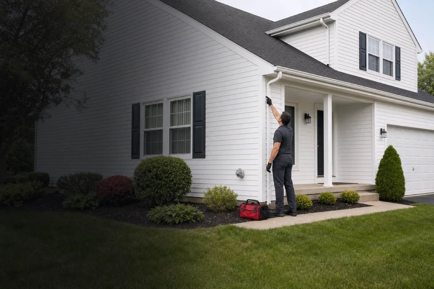 Illustration of an exterior home-maintenance visit