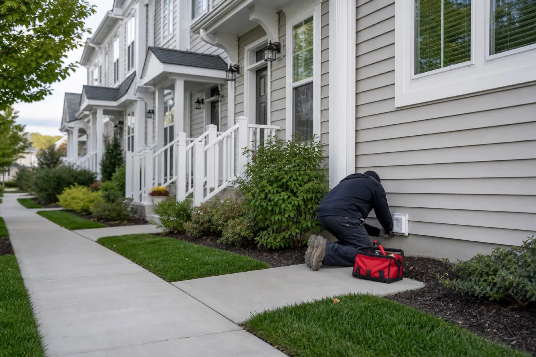 Illustrative maintenance visit in a townhome community