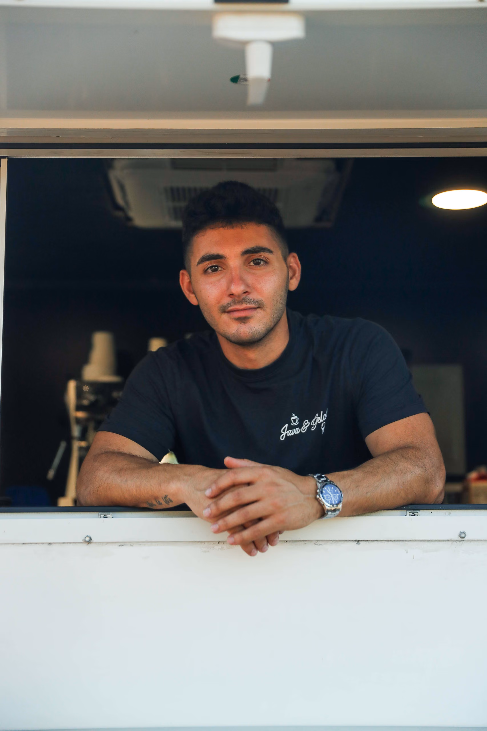 Sal Russo at the Java & Gelato mobile cafe