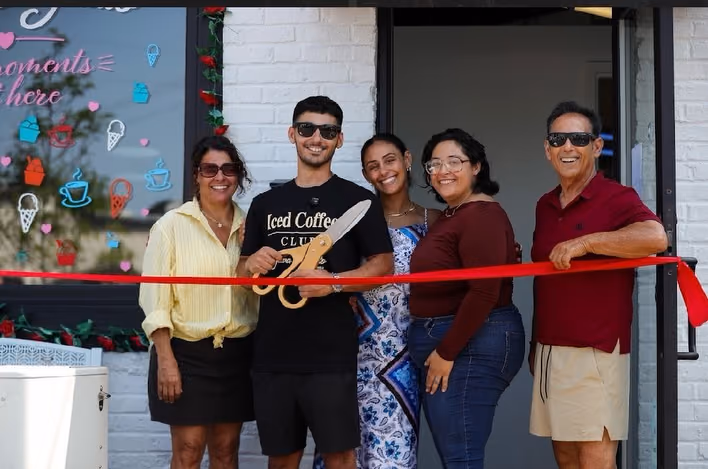 The Russo family at the Java & Gelato cafe opening
