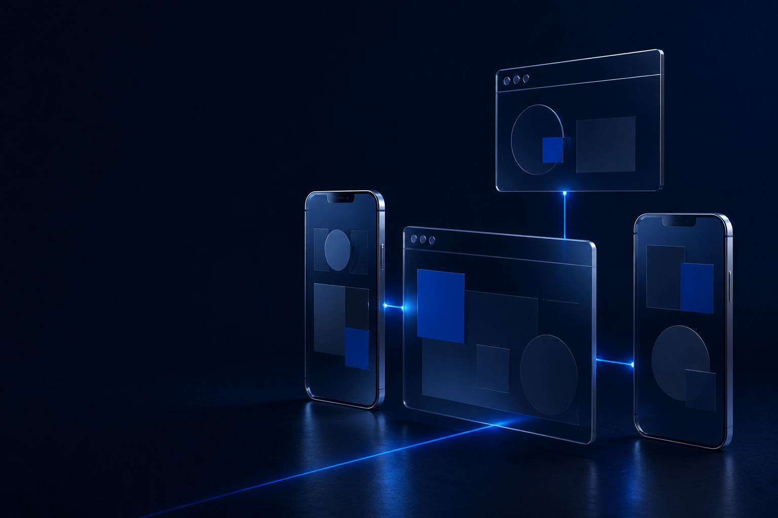 Connected blue digital surfaces